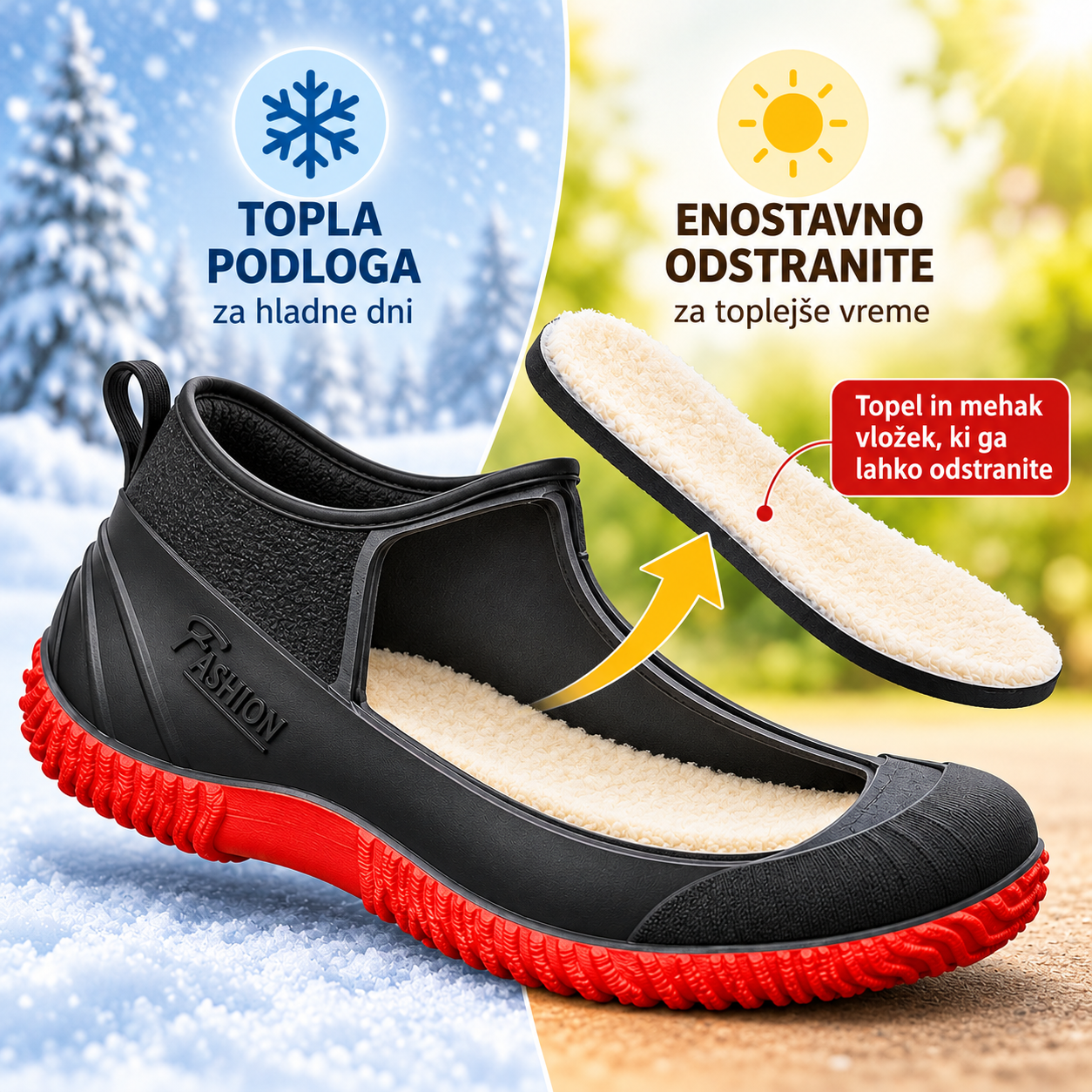 AQUABELLE z odstranljivim toplim vložkom za hladne in toplejše dni